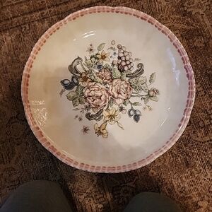 HiMark Italy Serving Bowl Pasta Salad Dish Hand Painted Floral Grape 14 inch